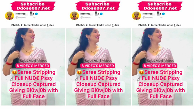 Desi Bhabhi Latest Trending Viral Saree Stripping – Full Nude Pssy Closeup Captured Giving Blowjob