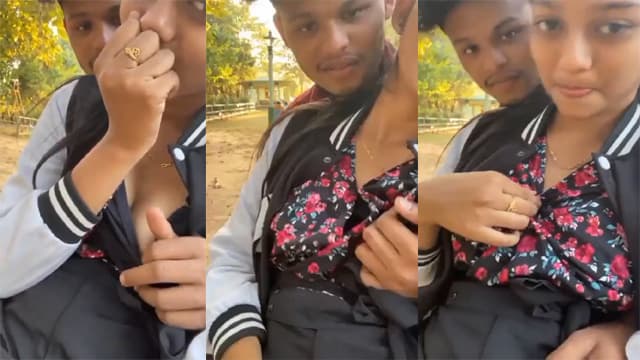School Girl Outdoor – Sweet Boobs Play With BF Viral