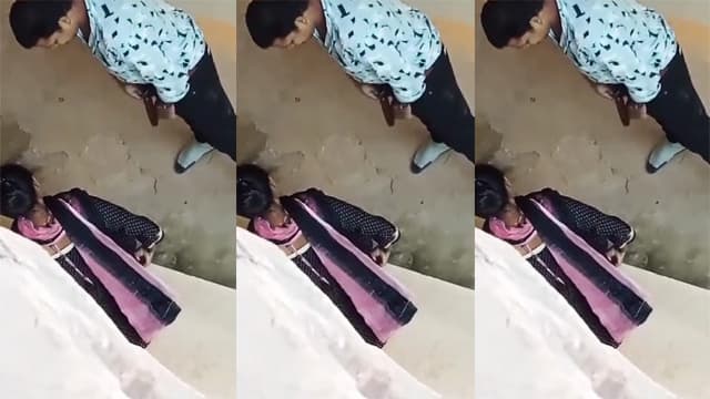 Uncle And Girl Hard Pound Behind The Bus Stop
